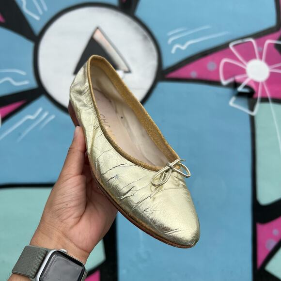 Chanel Vintage Gold Metallic Leather Flats Size 39 - Picture 12 of 16